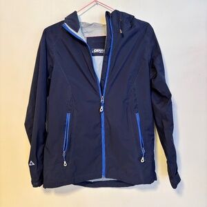 Gerry Full Zip Hooded Rain Windbreaker Jacket Coat Navy Blue Womens Size XS